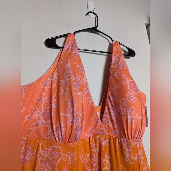 Cacique swim dress orange floral sz 34 vacation travel beach - Picture 4 of 8